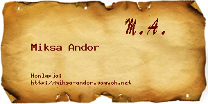 Miksa Andor névjegykártya